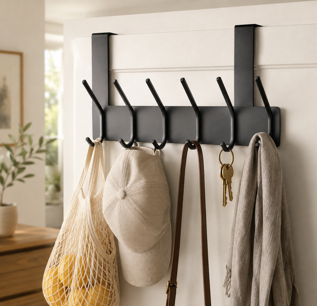 Over The Door Hooks Door Hanger The cover presents the over-the-door hook rack in a warm, lived-in entryway, making everyday organization feel effortless and aspirational.