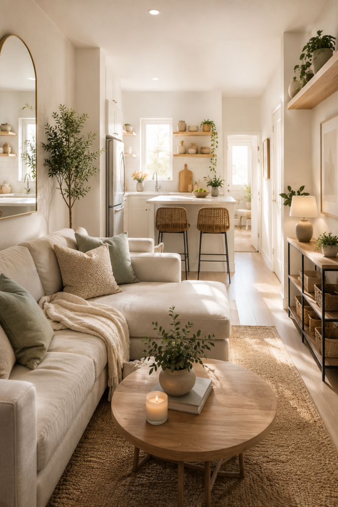 The cover captures a bright, inviting small home that feels open, calm, and easy to imagine living in.