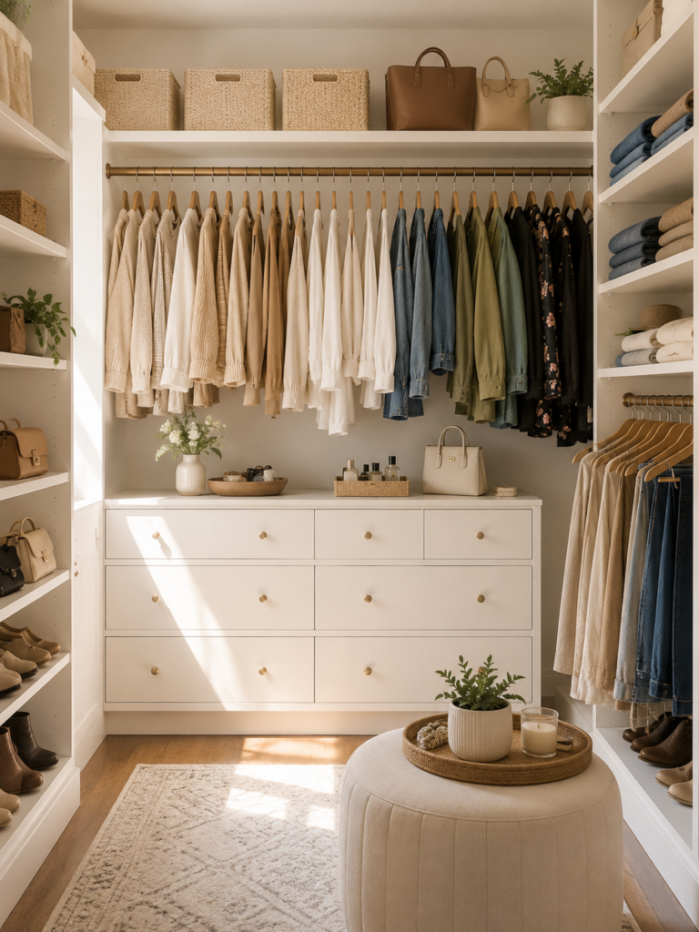 The cover presents a beautifully organized closet that feels calm, practical, and easy to maintain.