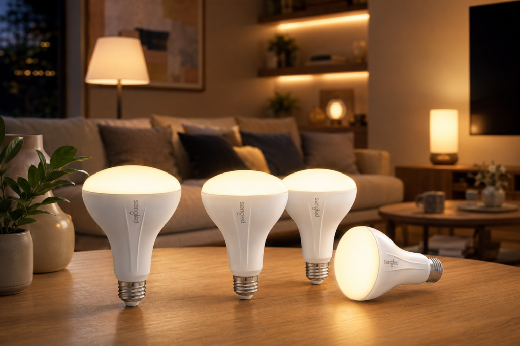 Sengled Smart Bulb, Zigbee Hub Required A cozy, aspirational living-room scene now places the Sengled bulbs naturally within an everyday home setting.