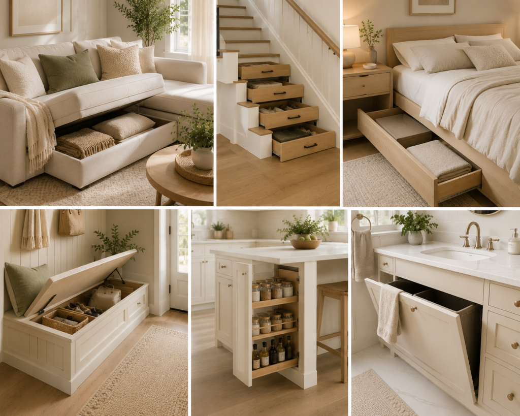 The cover creates an inviting home tour feel, showing clever storage solutions that blend naturally into beautiful everyday spaces.